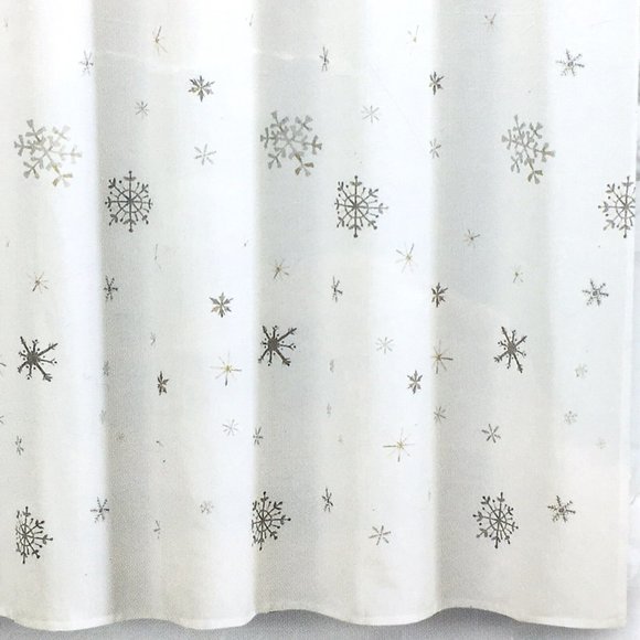 Envogue Shimmer Snowflake Shower Curtain Silver Gold Snowfall Christmas Holiday - Picture 5 of 5